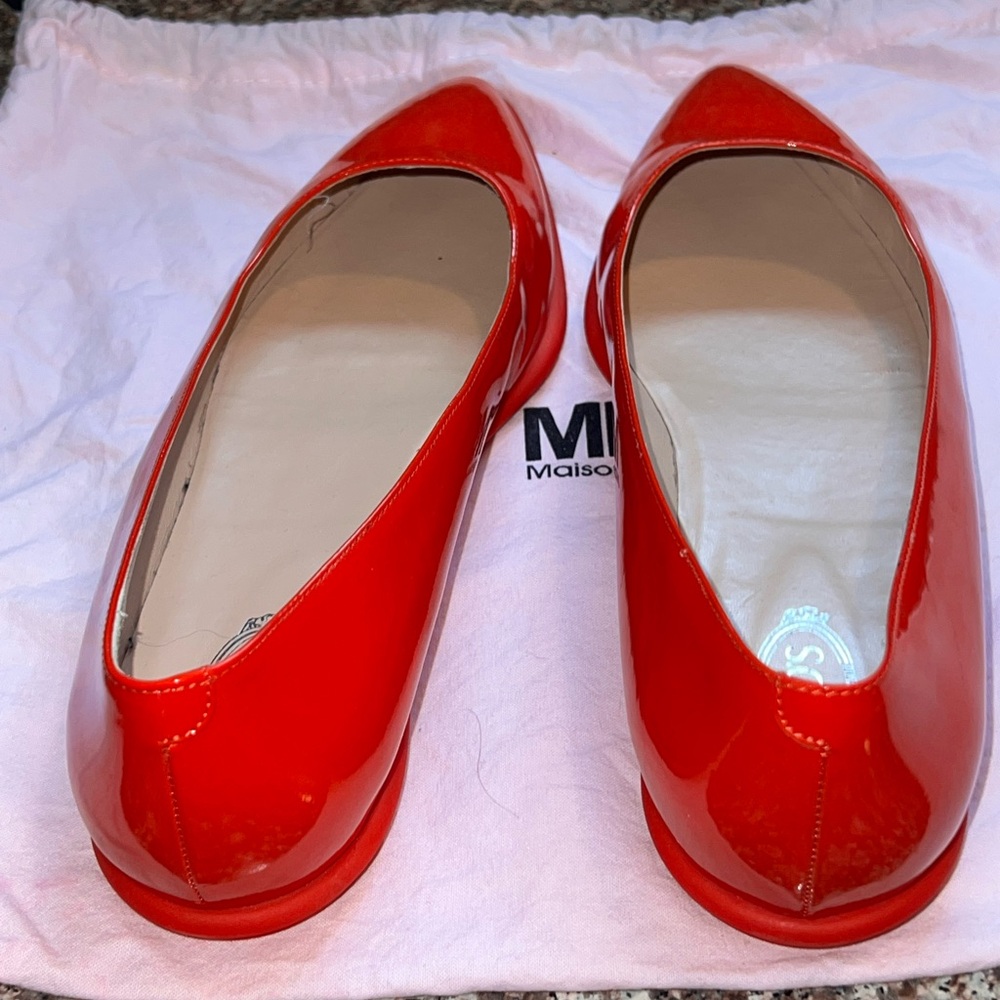 Tod's Scarlet Patent Leather Pointed-Toe Flats
